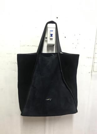 Замшева сумка шкіряна сумка шопер сумочка