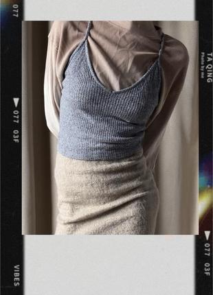 Вʼязаний топ сірий майка топ бретелі asosмаєчка mangoтеплаzara трендhm oldmoney y2k