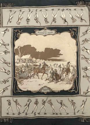 Вінтажна шовкова хустка hermes "les plaisirs du froid". розроблено хуго грігкаром у 1955 році