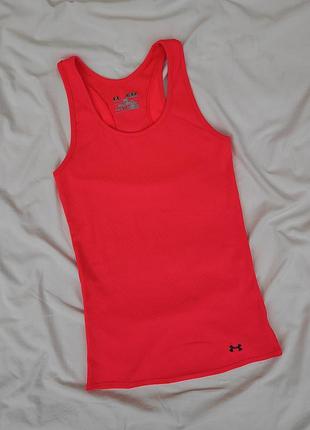 Яркая спортивная майка-борцовка с вышитым лого ✨under armour ✨ неоновая майка в рубчик с логотипом