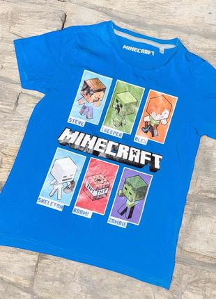 9-10 лет детская голубая футболка для мальчика с героями minecraft