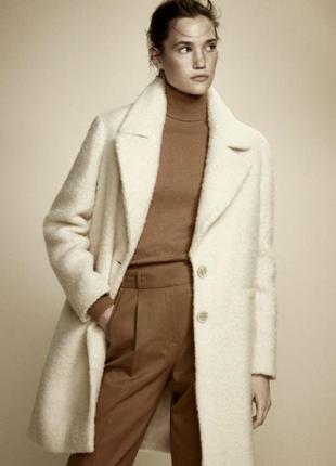 Качественное молочное пальто от бренда massimo dutti, р. 6 (38)