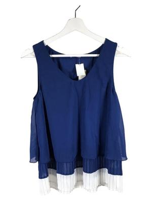 Синяя с белым майка с плиссеровкой intimissimi