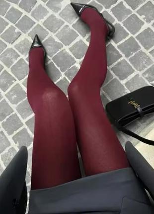 Трендовые колготки колготки вишневые бургунди марсала бордовые насыщенный цвет для фотосессии s m l