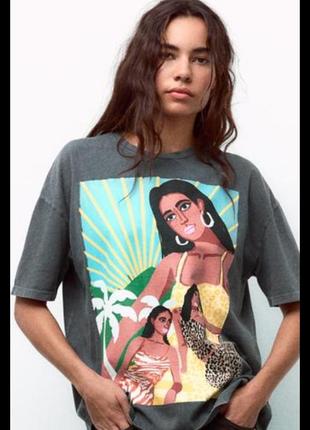 Варенная футболка zara футболка принт мера варенка антрацит
