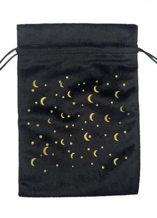 Мешочек для карт таро "месяц и звезды" черный