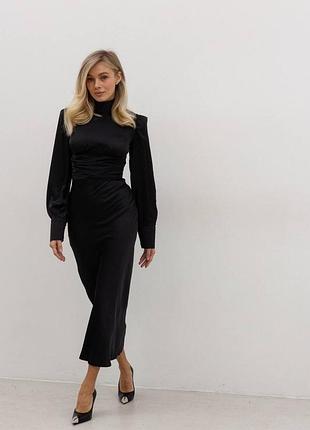 Шелковое платье макси с открытой спинкой, длинное шелковое платье с юантом на спинке, платье макси с подплечниками, рая