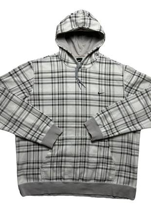 Vintage nike y2k checkered hoodie center swoosh logo худи балахон кофта с капюшоном
