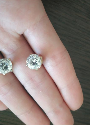 Серьги гвоздики позолота стекло