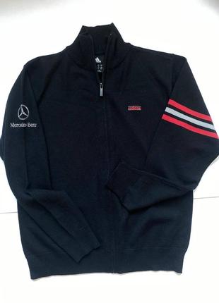 Чоловіча кофта светр кардиган mercedes' benz adidas на блискавці чорного кольору