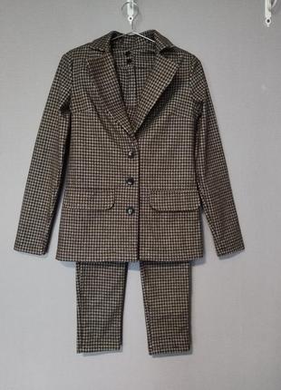 Костюм брючний теплий "гусяча лапка"