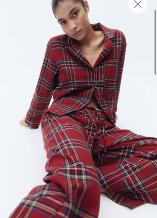 Фланелева піжама червона картата h&m