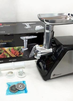 Електрична м'ясорубка domotec ms-2022, м'ясорубка для дому, м'ясорубка для домашньої ковбаси.w+2 фото