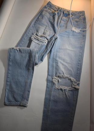 Плотные голубые джинсы с рванками shein xs