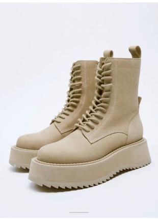 Кожаные сапоги/ботинки zara, новые 39 размер