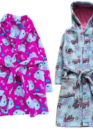 6-7 р. 116-122 зріст disney kitty. lol флісовий, махровий небесний халат банний, теплий на море або