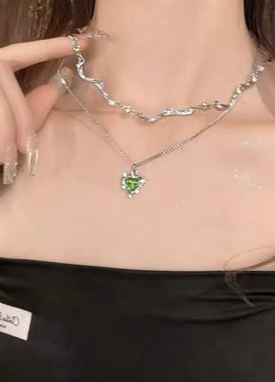 Намисто green crystal love для жінок. щоденний аксесуар. подарунки на день народження.