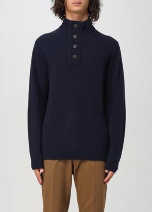 Шерстяной свитер barbour patch half zip jumper navy