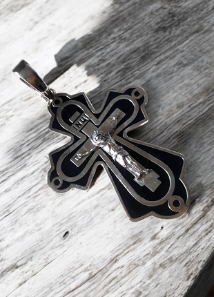 ✝ підвіска срібло унісекс хрест хрестик кулон емаль