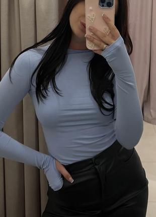 Лонгслив женский голубой