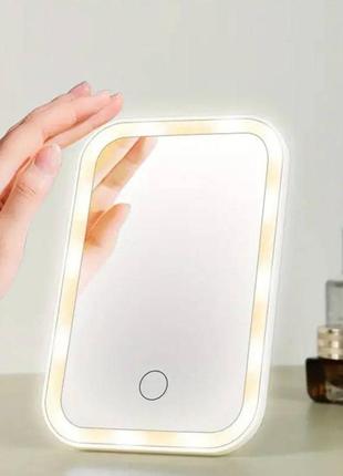 Led зеркало аккумуляторное с 3 режимами подсветки настольное сенсорное для макияжа