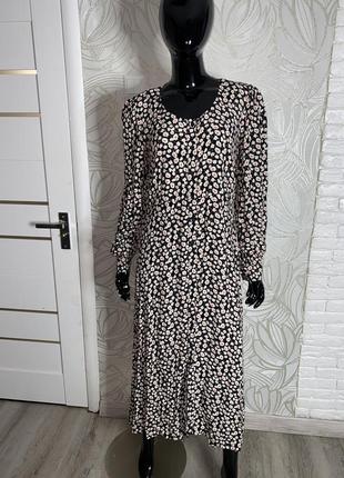 Довга сукня на гудзиках плаття у квітковий принт віскоза ro&zo, xxl