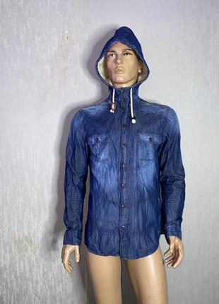 Джинсовая рубашка с капюшоном river island, m