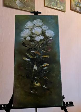 Картина маслом букет роз, 30х60