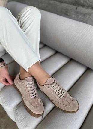 Яркие кеды, к129, беж, натуральная замша