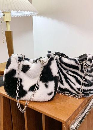 Сумка із штучного хутра зебра корова
