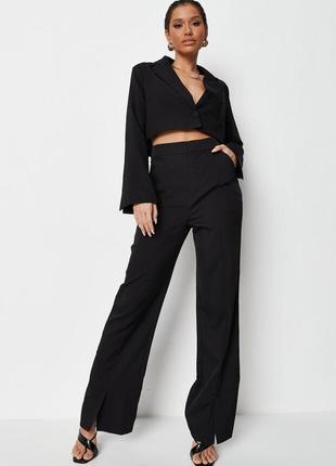 Брюки чорні з розрізами спереду від missguided