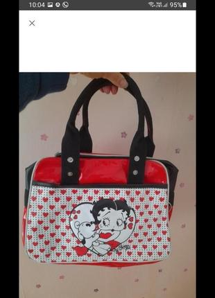 Сумка betty boop. шкірзам лак і текст ручки  . є пару нюансів в пп.  вінтаж.