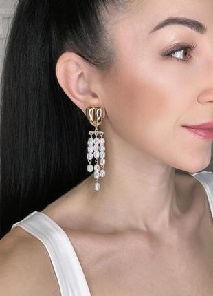 Серьги клипсы с жемчужными подвесками