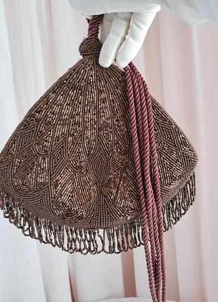 Винтажная сумочка вышитая бисером в стиле арт-деко