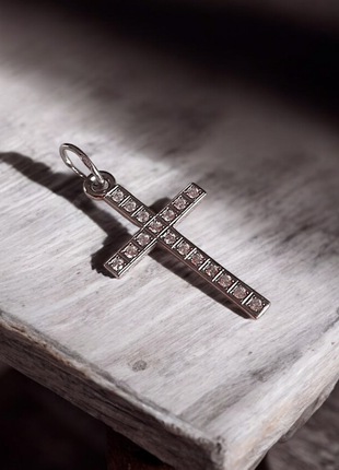 ✝ крест серебро крестик подвеска кулон фианит