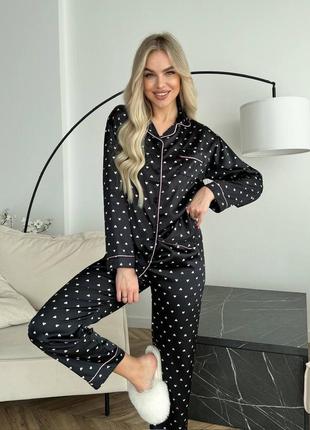 Шелковая пижама рубашка и брюки домашний костюм