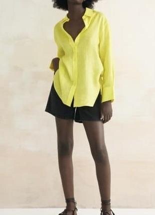 Рубашка сорочка zara льон лляна