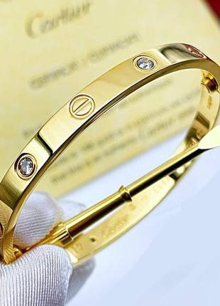 Браслет у стилі картье лове з викруткою и фіанітами,cartier love