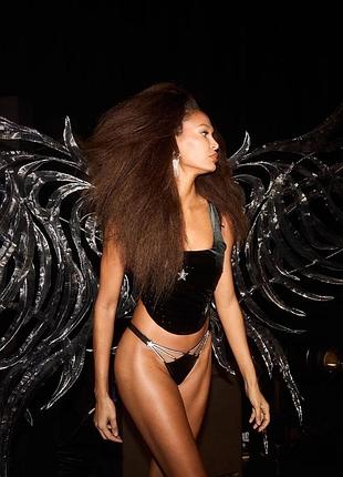 Трусики чорні стрінги стрази оригінал victoria’s secret