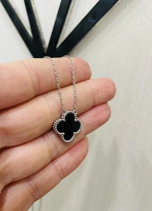 Срібне кольє з оніксом в стилі ван кліф 925 проба2 фото