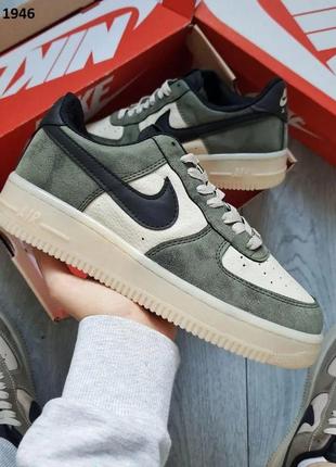Кроссовки nike air force green white (бело/зеленые)