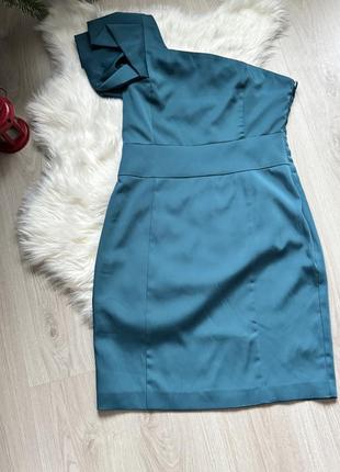 Атласное платье, платье изумрудного цвета размер л