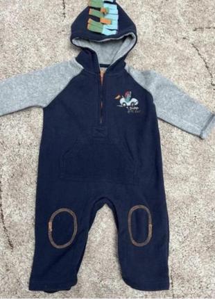 Теплый флисовый ромпер комбинезон 9 12 месс 74 80 см