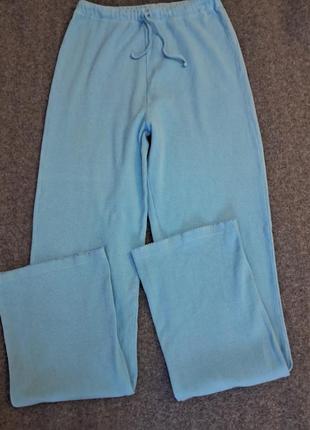 Брюки палаццо трикотажные рубчик высокая посадка брюки трикотаж