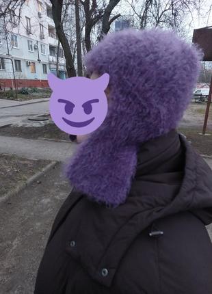 Шапка ушанка вязаная тренд