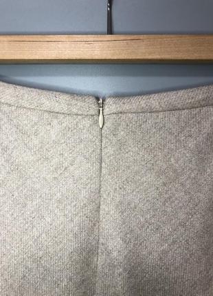 Massimo dutti базовая шерстяная юбка миди бежевая а-силуэт тёплая зимняя средней длины6 фото