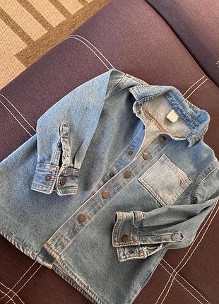 Нова джинсова джинсовка сорочка джинсовка на хлопчика 3-4 роки синя pepco