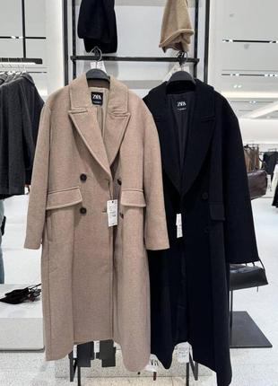 Пальто оверсайз с шерстью zara