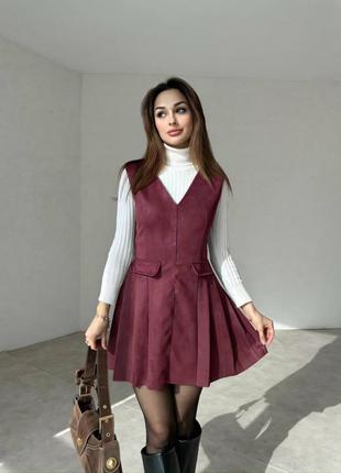 Сарафан со складками замш 40-50 р-р