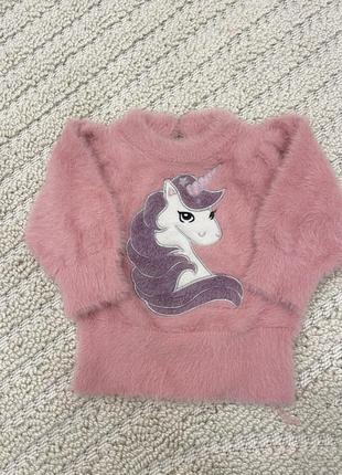 Светр кофта для дівчинки 98 см 2-3 роки з єдинорогом
